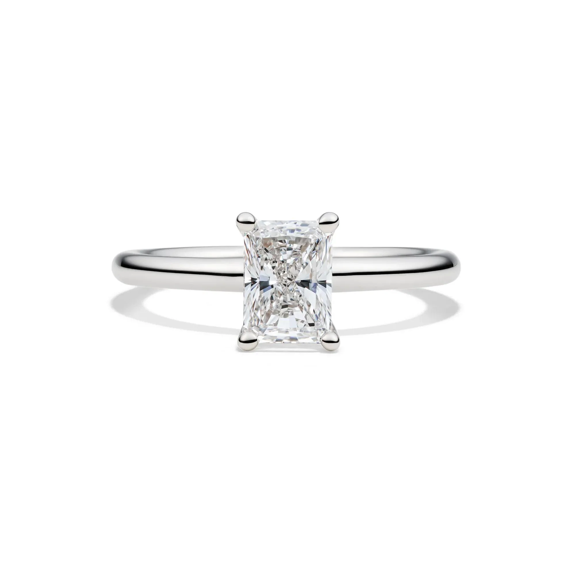 Lab Grown Diamond Radiant-Cut Solitaire Ring 14K White Gold (1 CT.) Size 12 2mm