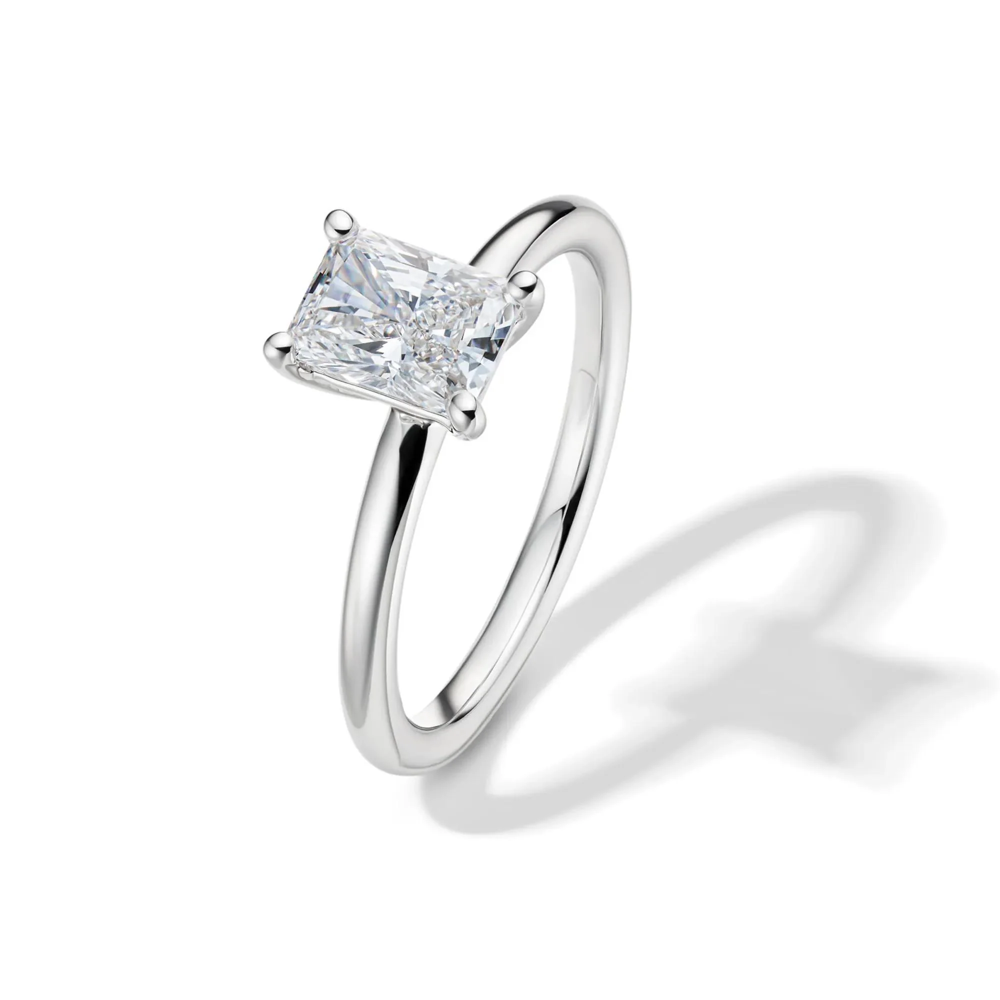 Lab Grown Diamond Radiant-Cut Solitaire Ring 14K White Gold (1 CT.) Size 12 2mm - Image 4